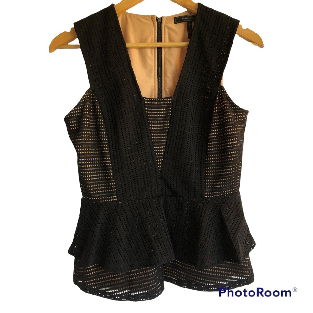 BCBG MAXAZRIA Glorya Black lined Top | Size XS